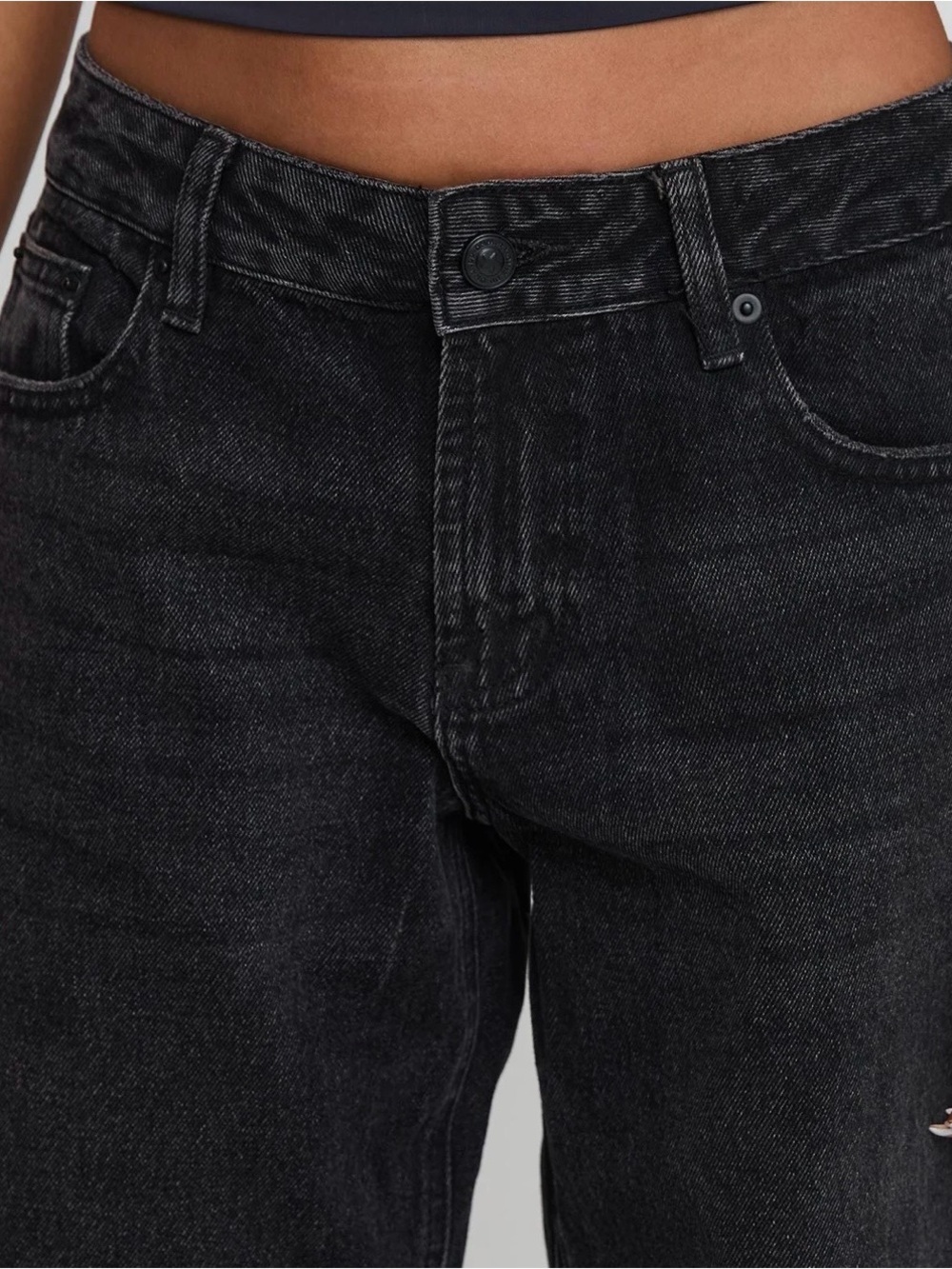 High-Rise Wide Leg Jeans in Washed Black - Picture 4 of 4